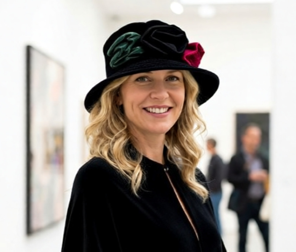 Vintage Eastern Accessories Black Velvet Bucket Cloche hat with flowers boho